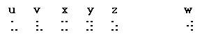 third row of braille, text below