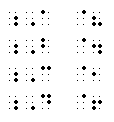 graphic of simulated braille for freestanding punctuation